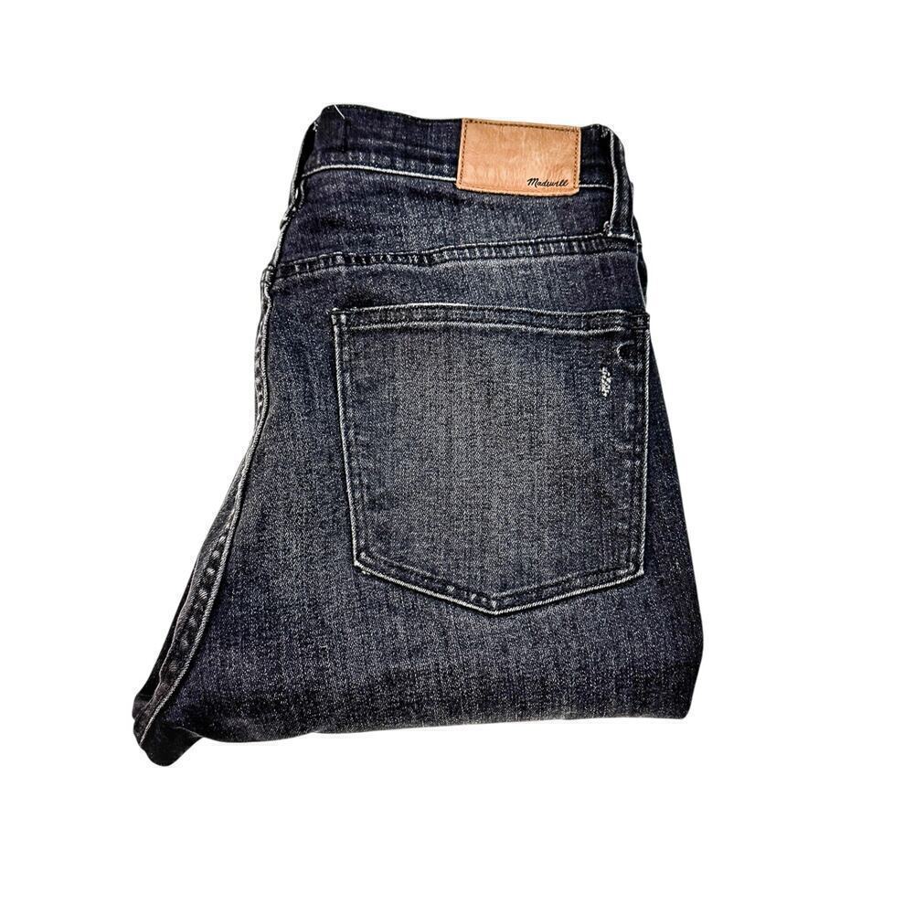 Madewell High Riser Skinny Charcoal Black Ripped Knees Denim Jeans Size 30